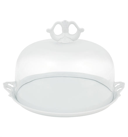 Vista Alegre Porcelain and Glass Covered Cake Plate