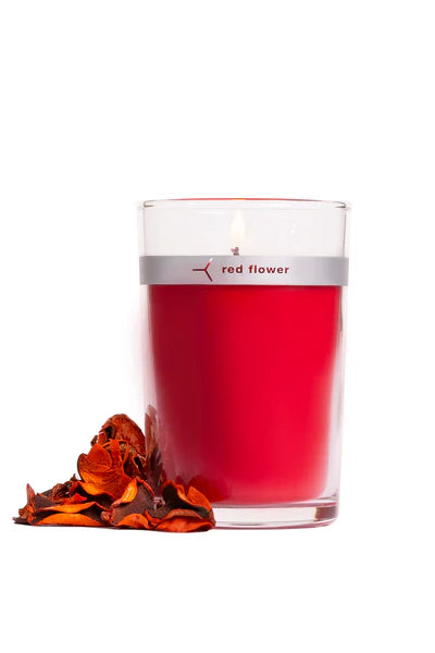 Red Flower Scented Candle 6 oz Glass