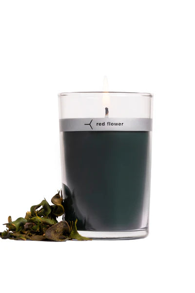 Red Flower Scented Candle 6 oz Glass