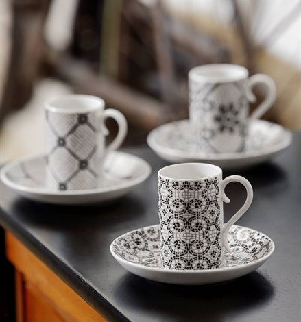 Mosaic Motif Calcada Portuguesa Espresso Coffee Cup and Saucer