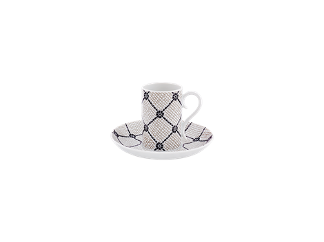 Mosaic Motif Calcada Portuguesa Espresso Coffee Cup and Saucer