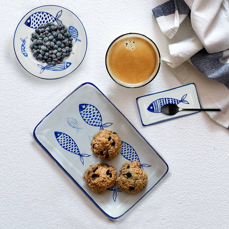 Small Rectangular Ceramic Fish Sauce Dish 3.5" L