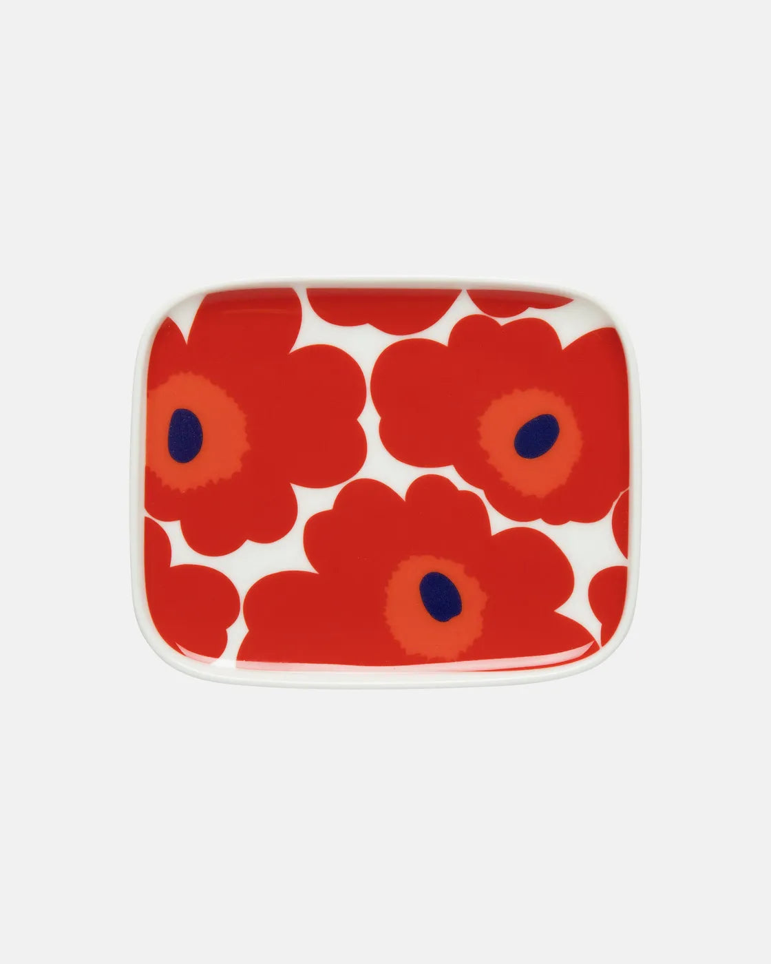 Marimekko Small Rectangular Plate Red Unikko 15 x 12 cm