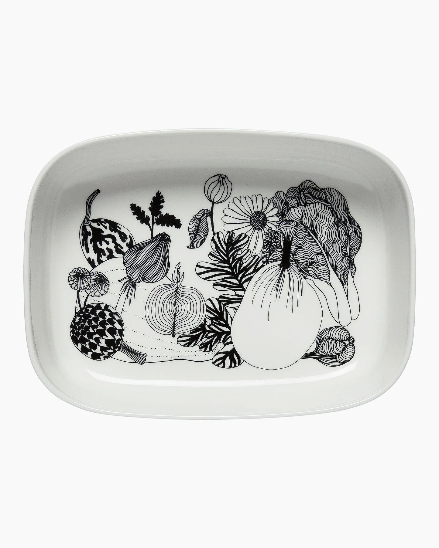 Marimekko Rectangular Serving Dish Veggie Pattern Oiva/Slirtolapuutarha