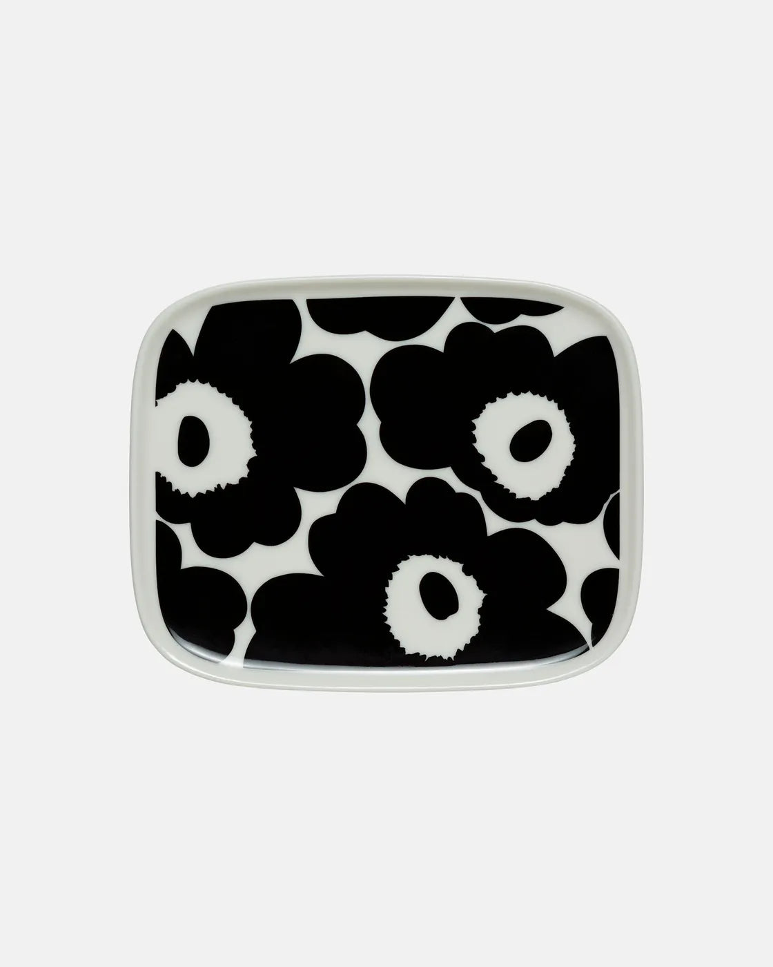 Marimekko Small Rectangular Plate Black Unikko 15 x 12 cm