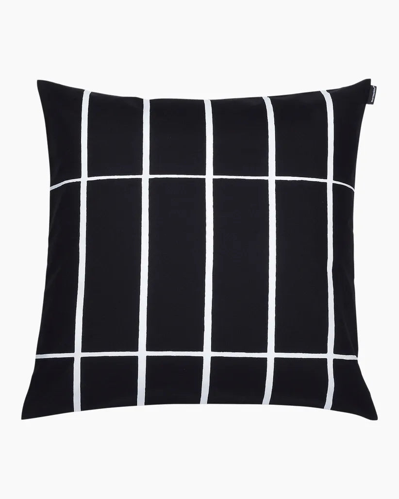 Marimekko Throw Pillow Cover 20"x 20" Black and White Grid Pattern Tiiliskivi