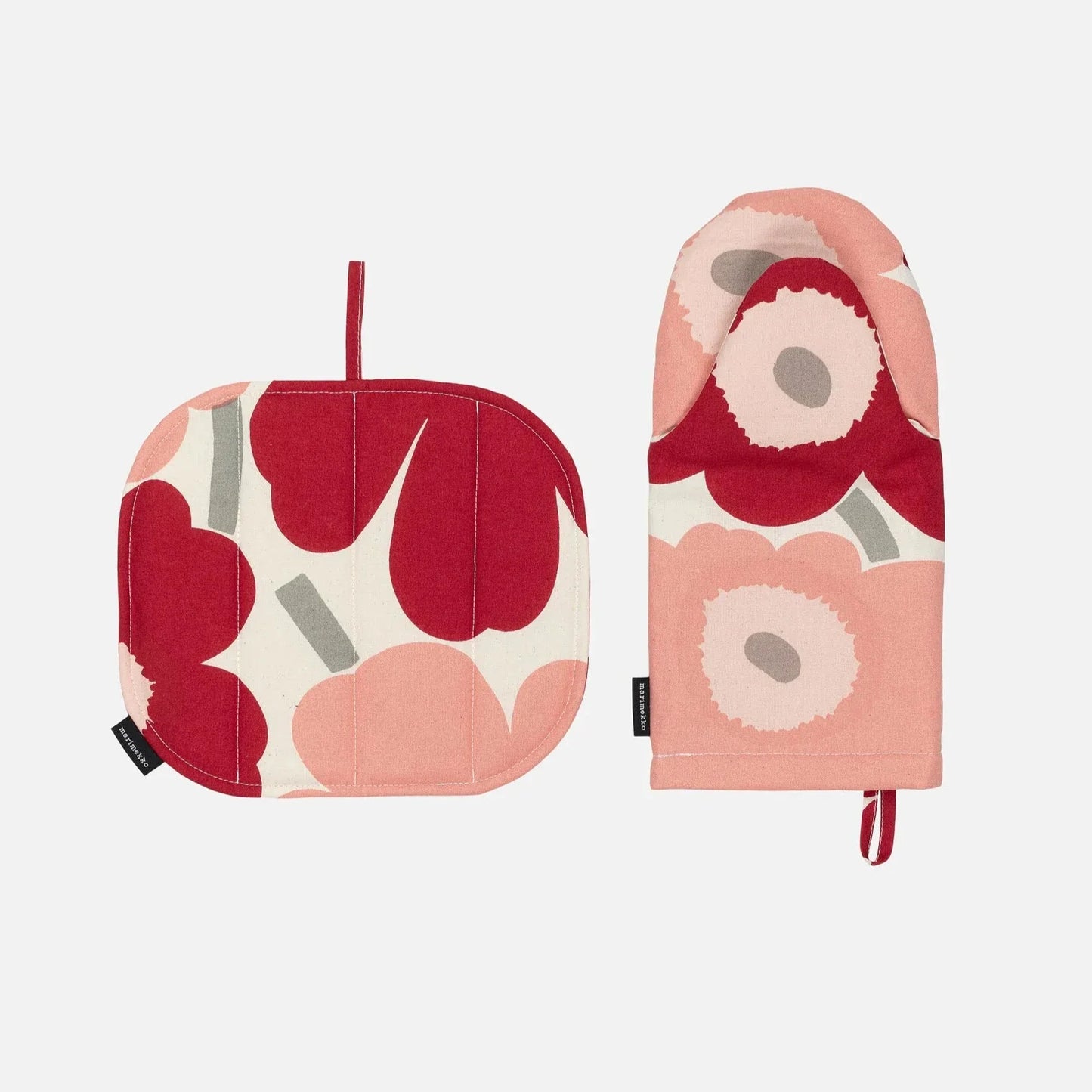 Marimekko Pink Unikko ovenmitten and pot holder set