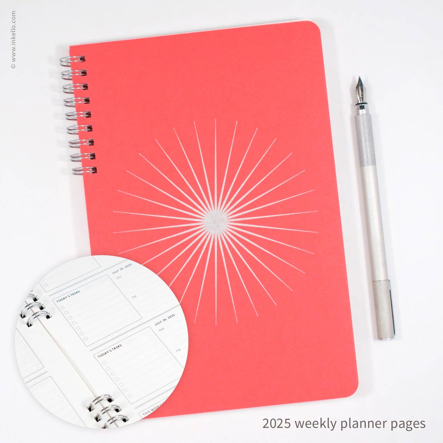 Big Burst Weekly Planner with Coral Cover and Silver Ink (#6