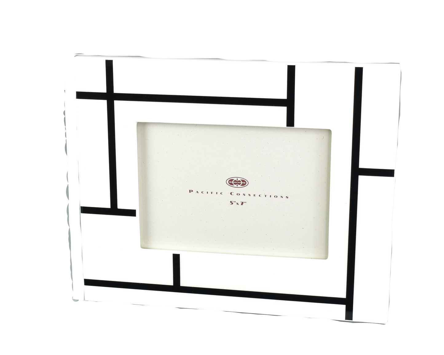 White and Black Grid Lacquered Picture Frame for 5"X7" Photo