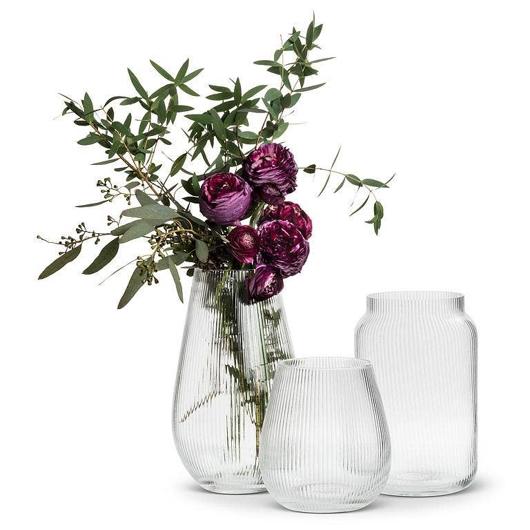 Large Narrow Fluted Vase 8.5"H x 5.5"W