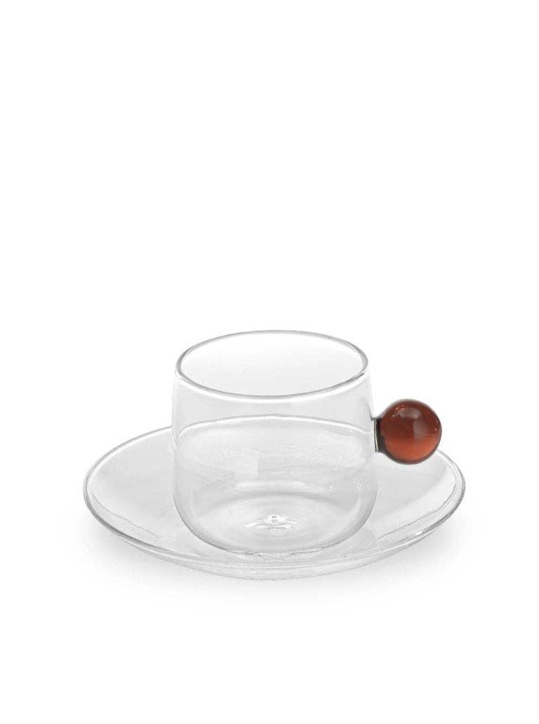 Bilia Glass Espresso Cup & Saucer Set