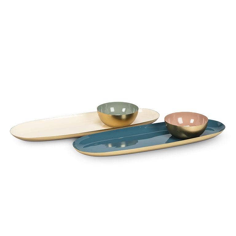 Large Oval Enamel Tray 5"W x 15"L