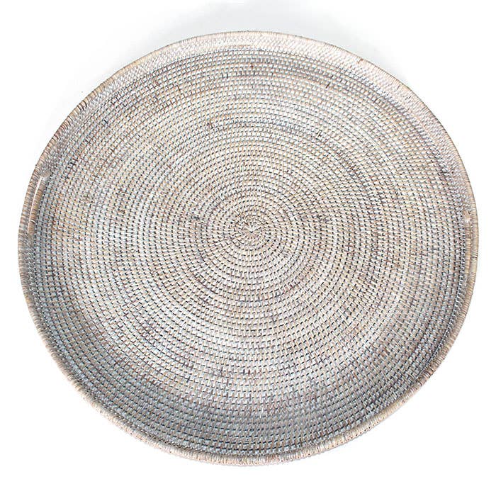 Round Rattan Tray with Handle Cut Out