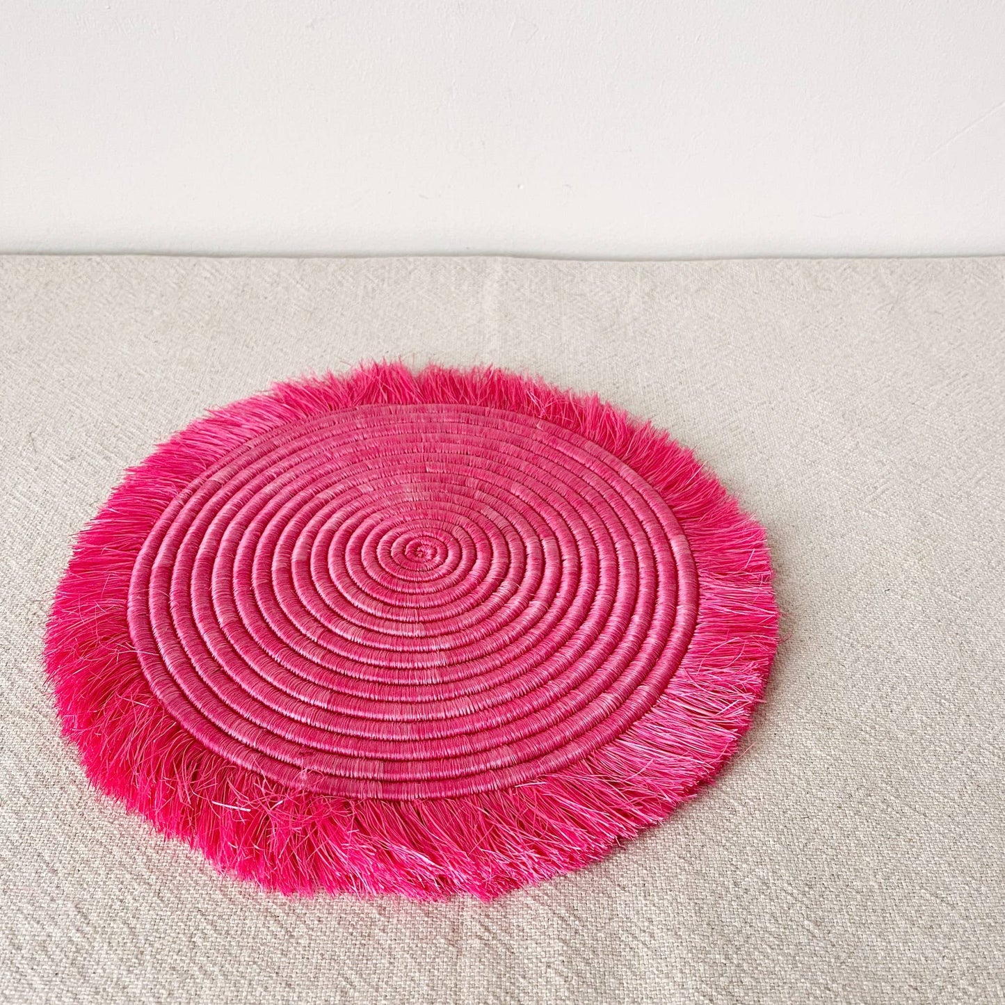Electric Pink Fringe Sisal Trivet