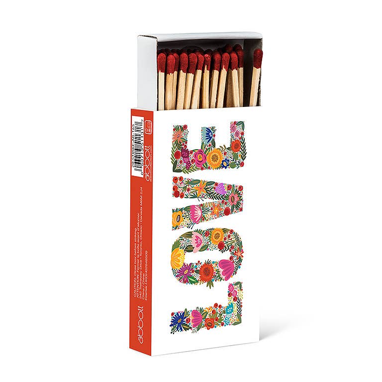 Floral LOVE Matches 4"L