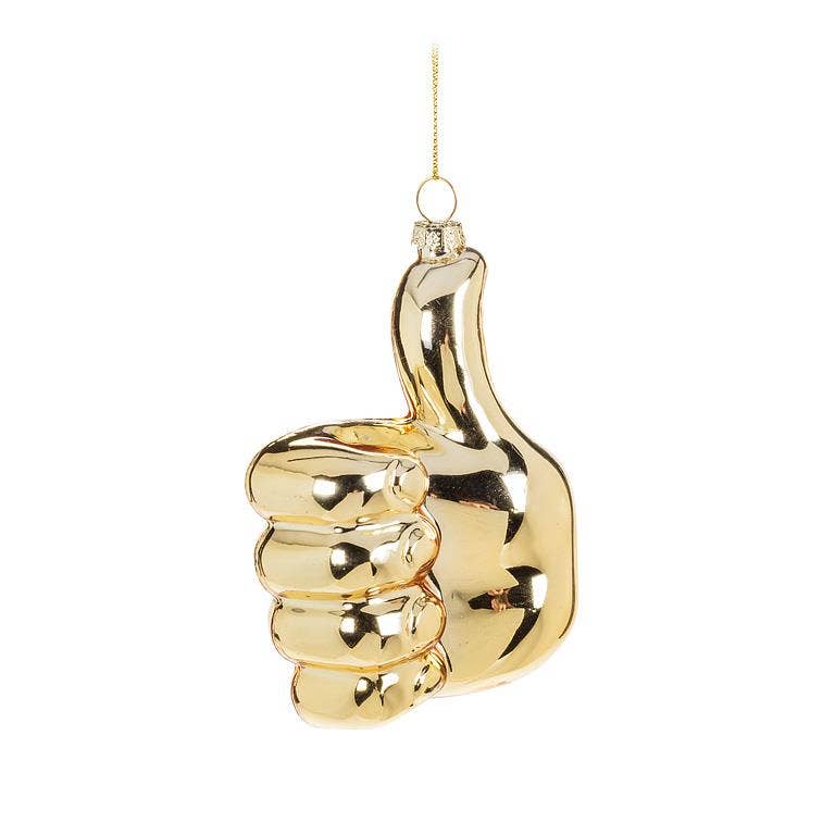 Thumbs Up Emoji Ornament-Gold-3.5"H