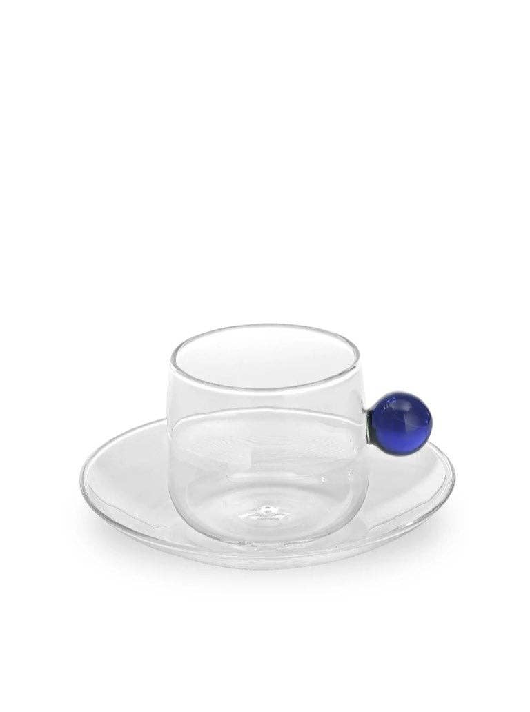 Bilia Glass Espresso Cup & Saucer Set