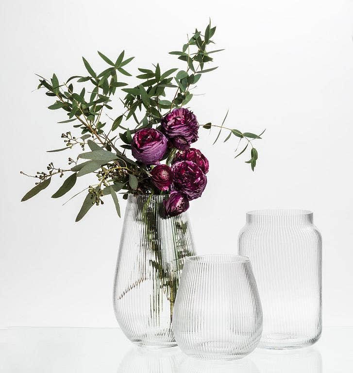 Large Narrow Fluted Vase 8.5"H x 5.5"W