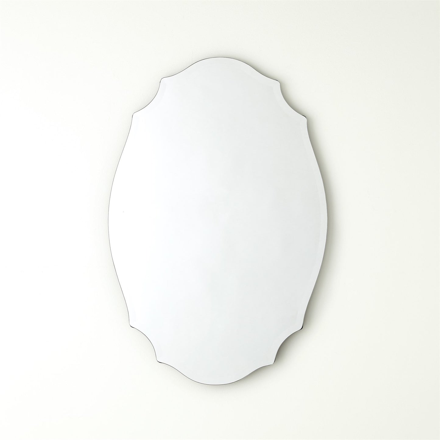 Scalloped Beveled Oval Mirror