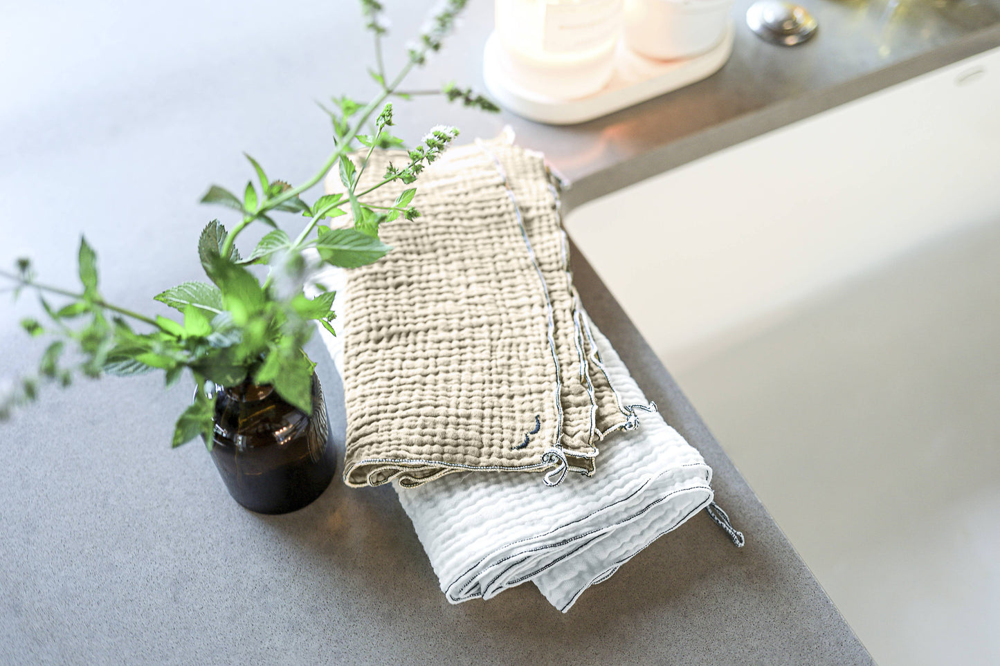 Organic Crinkle Cotton Cocktail Napkin/Guest Towel