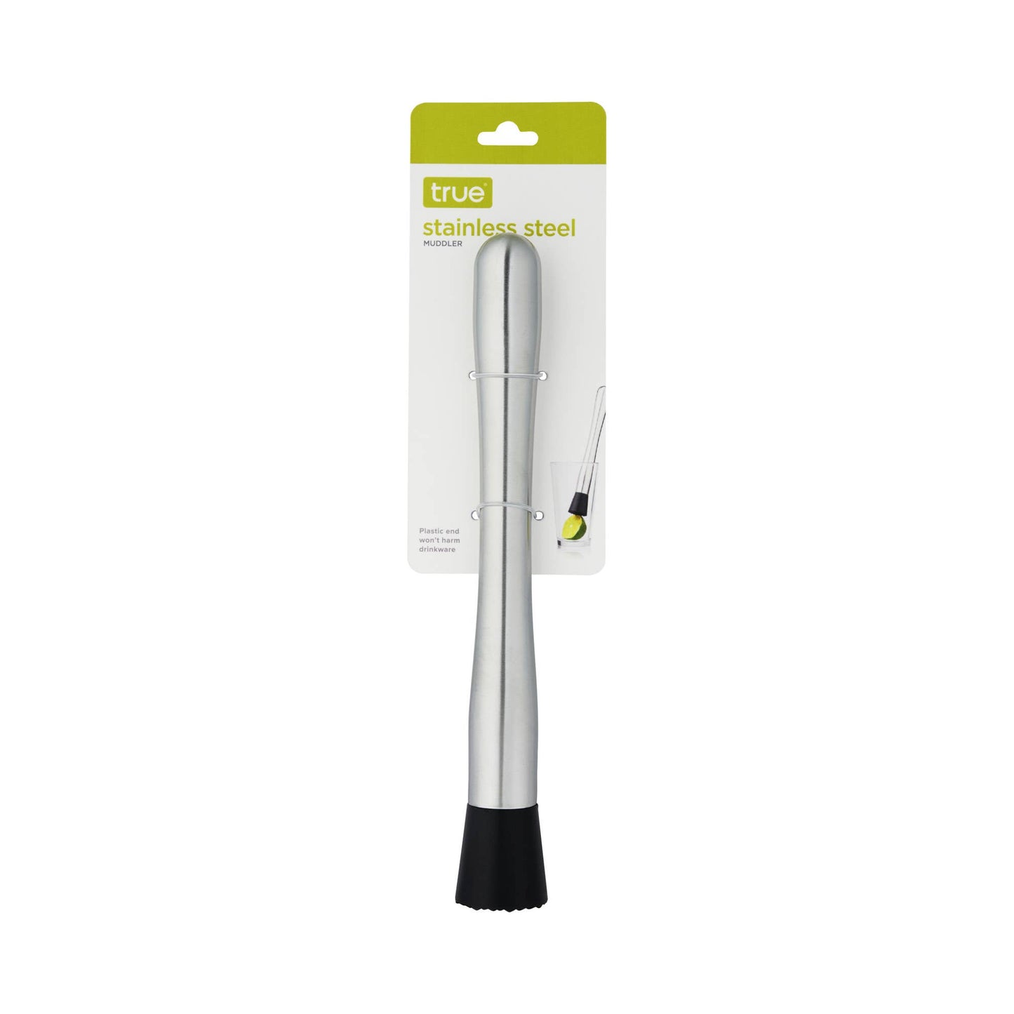 Extra Long Stainless Steel Muddler w/ Serrated Base