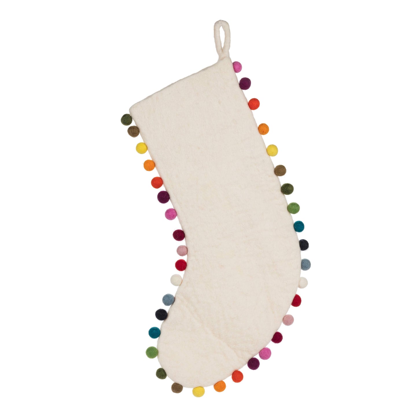 Pom Pom Edge Stocking White 22"L
