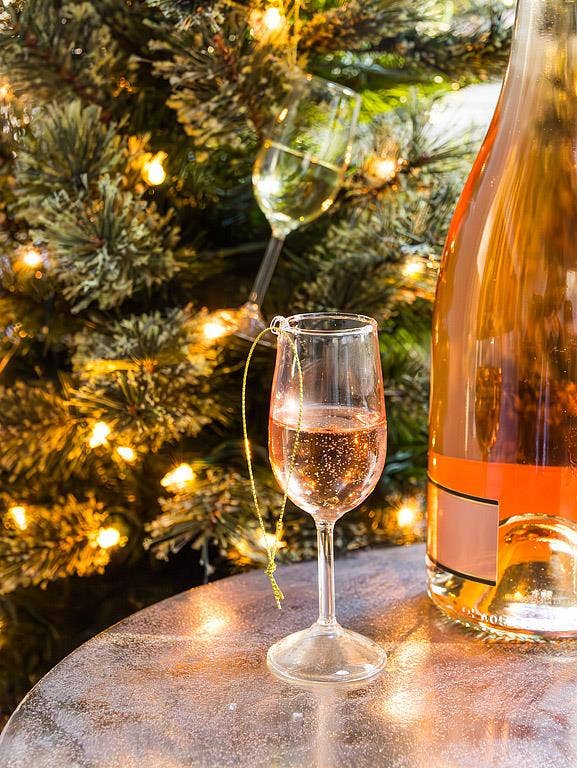 Glass of White Wine Ornament-4.5"H