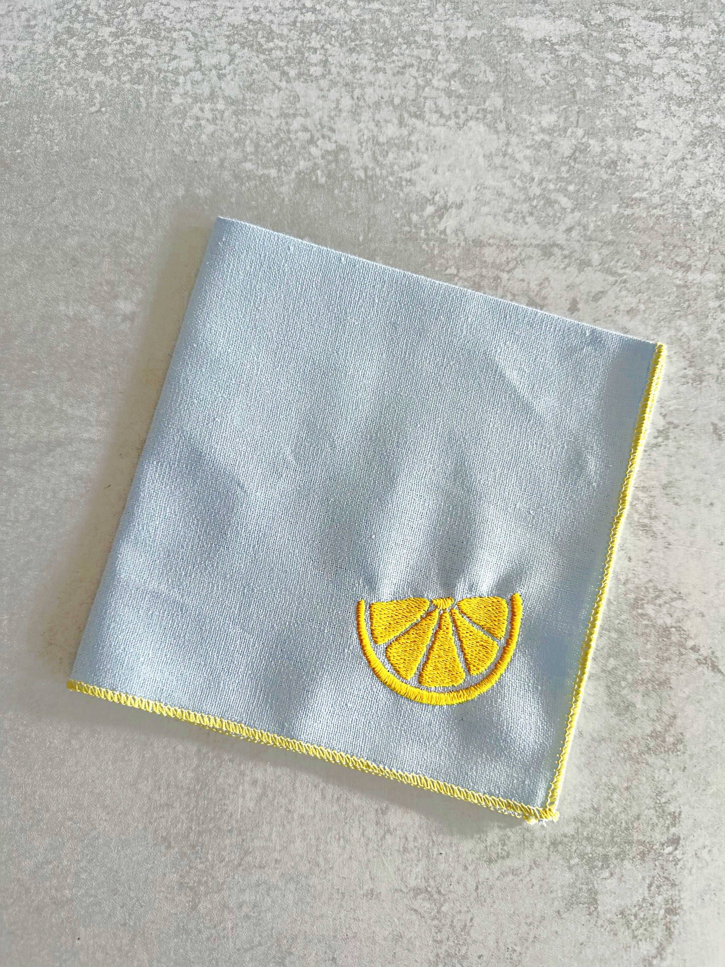 Citrus Embroidered Linen Cocktail Napkins, set of four