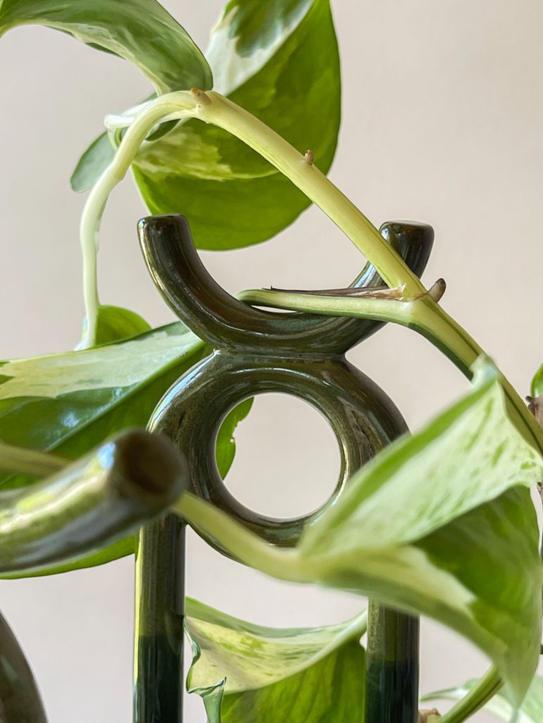 Bergs Ceramic Plant stake in Moss Green Glaze 12.2"H