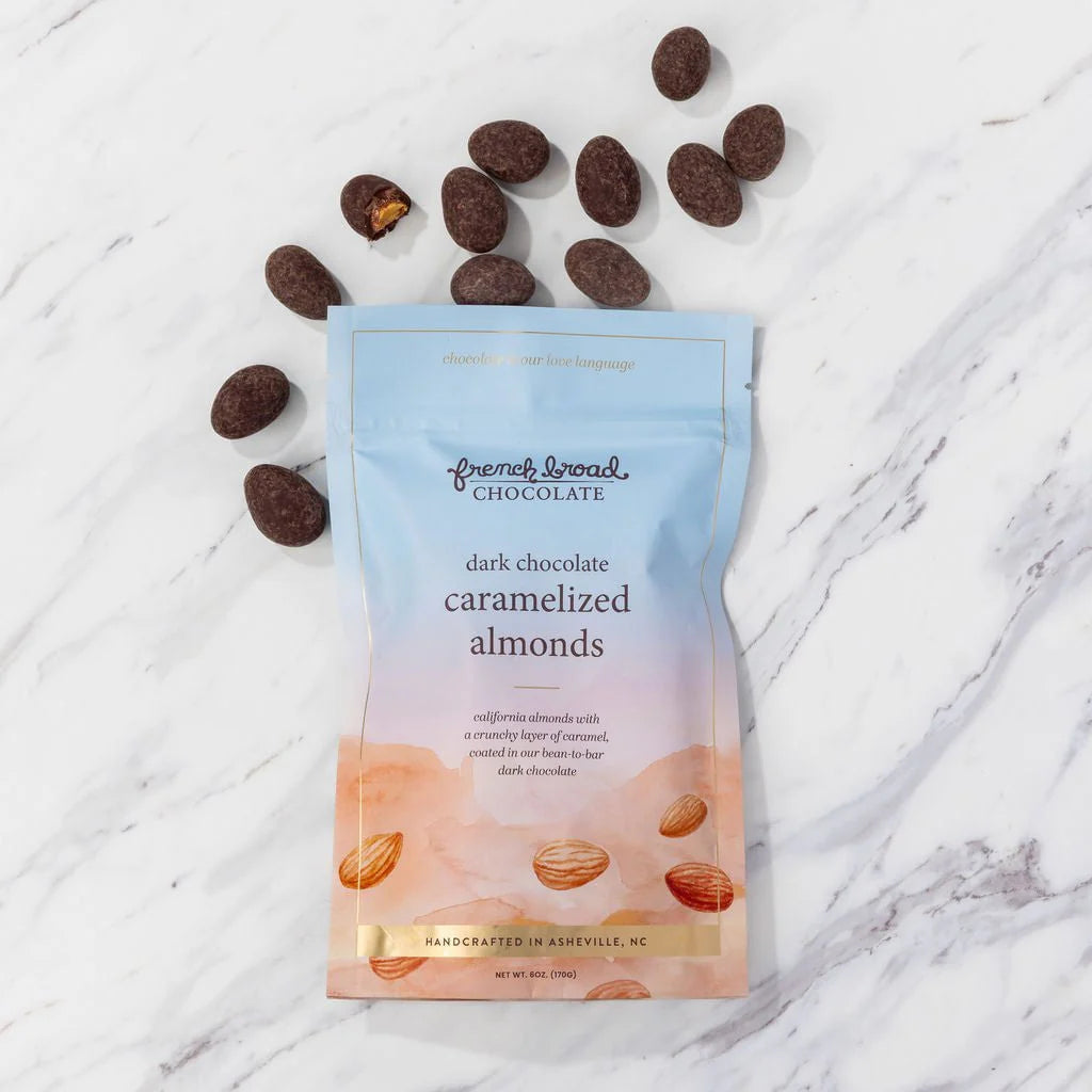 French Broad Dark Chocolate-Covered Caramelized Almonds 6 oz