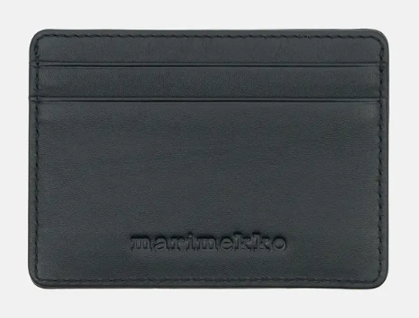 Marimekko Card Holder Black Leather Unikko