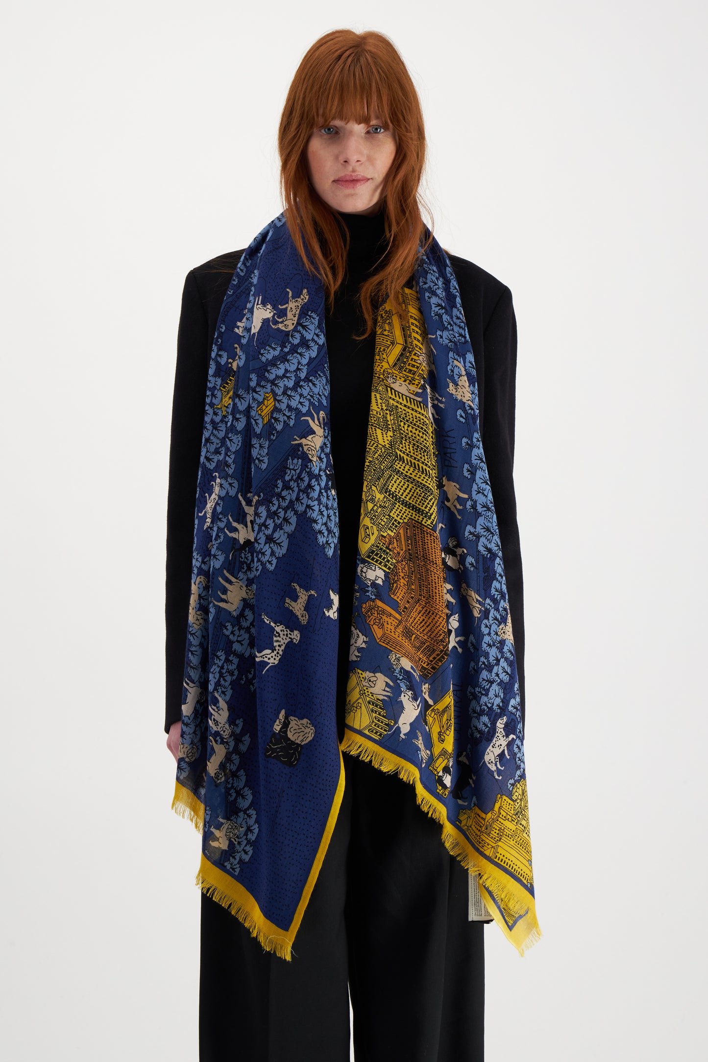 Inoui Editions Scarf Etole 70 Central Park YELLOW and BLUE