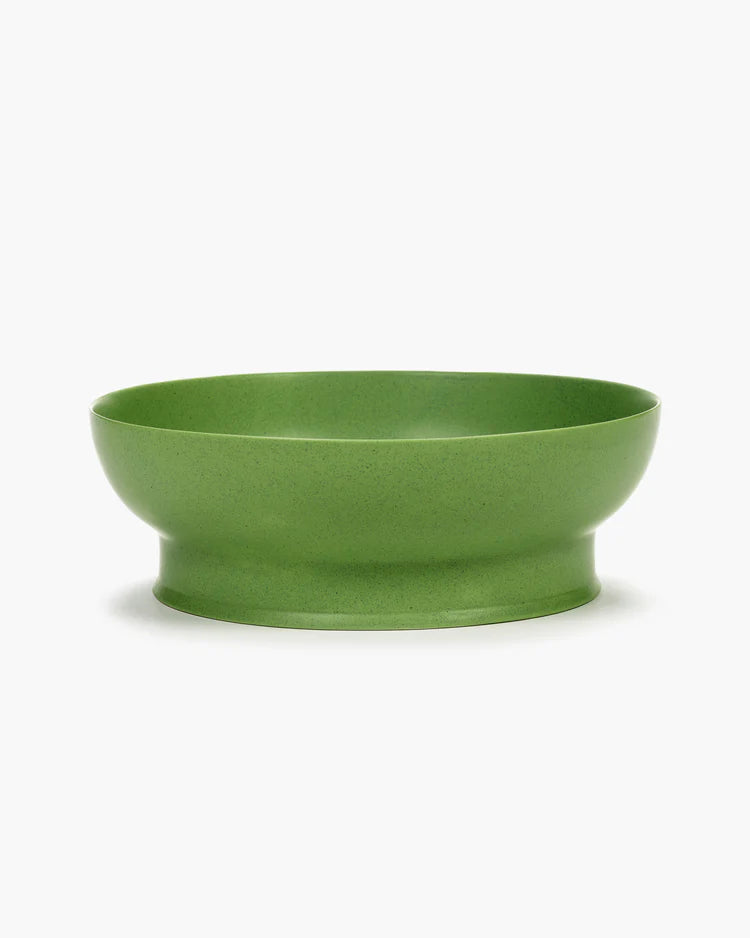 Matte Green Porcelain Pedestal Serving Bowl Large