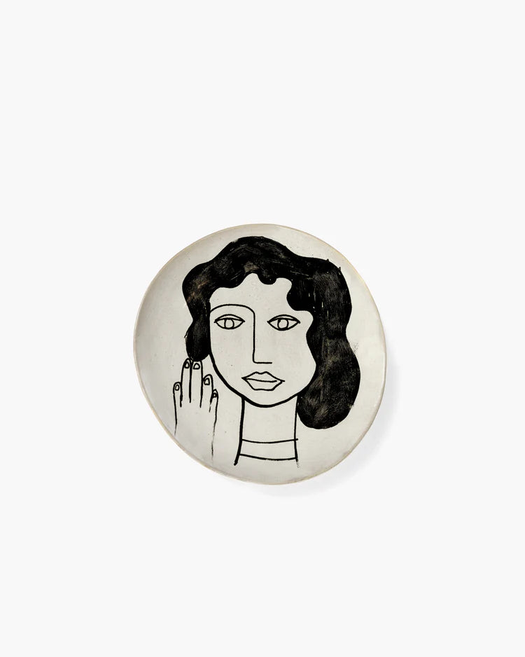 Medium Femme Breakfast Plate Off-White & Black by Marie Michielssen