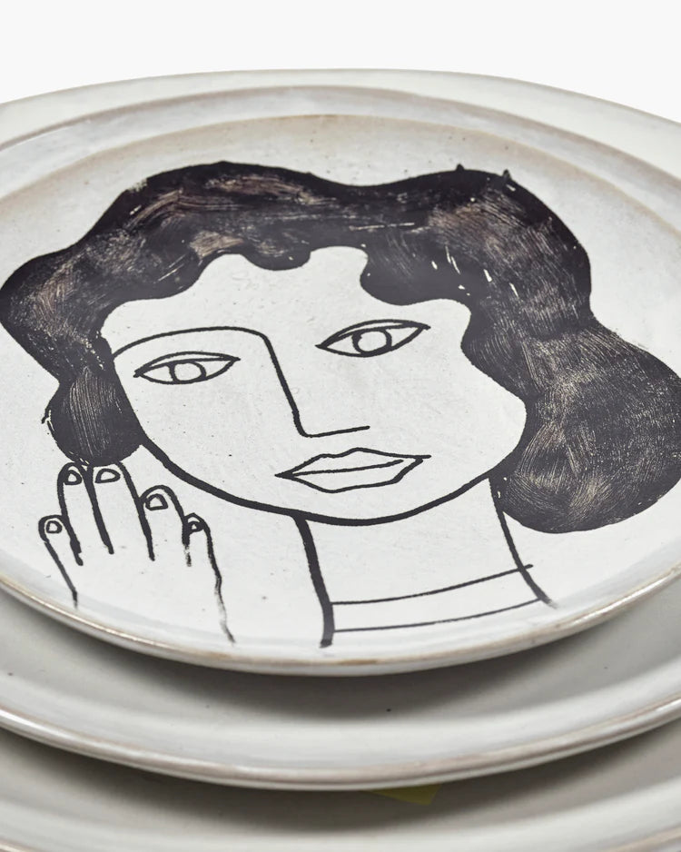 Medium Femme Breakfast Plate Off-White & Black by Marie Michielssen