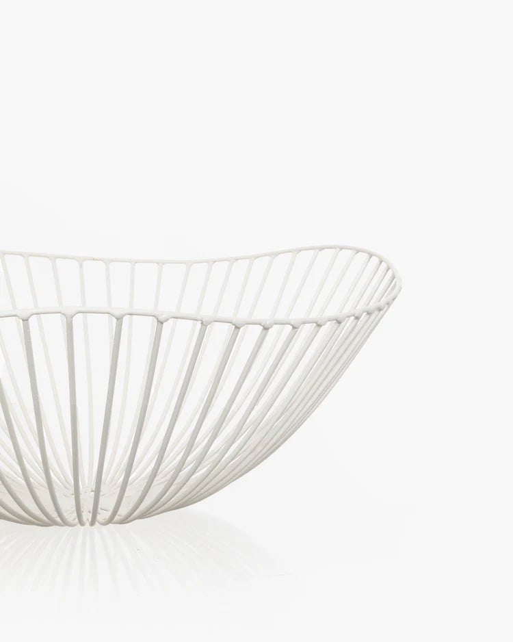 Wide Iron basket white Gio Metal Sculptures by Antonino Sciortino