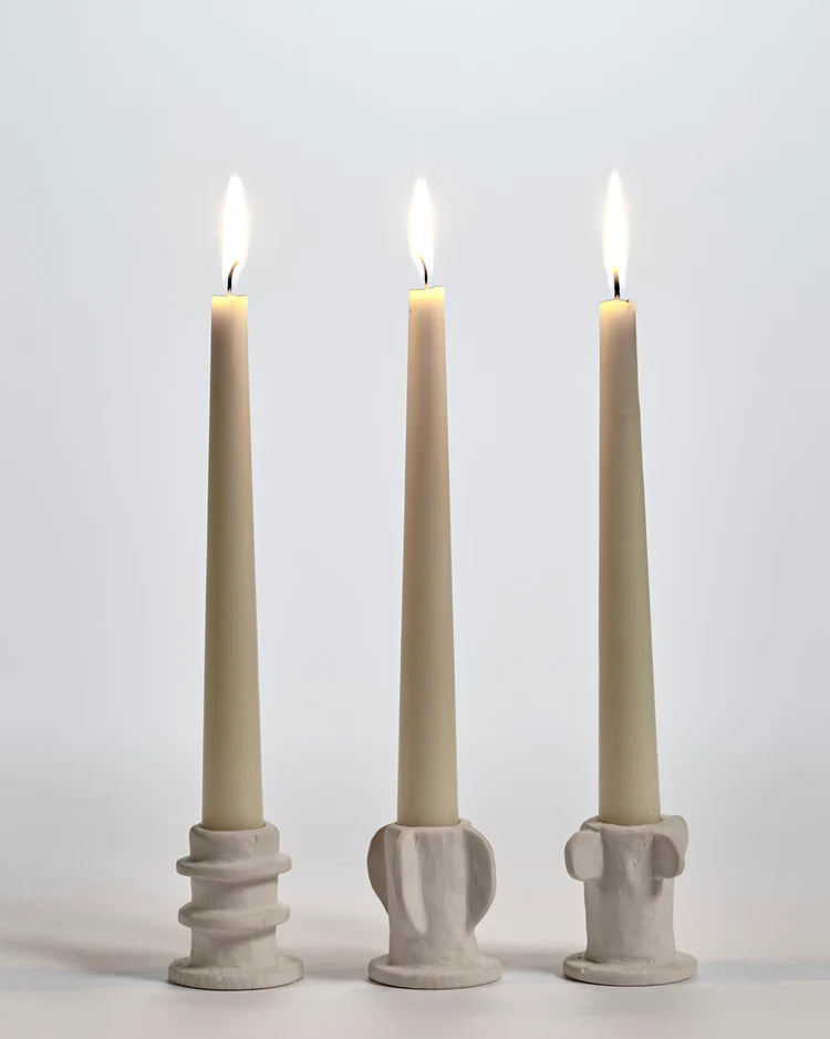 Ceramic Candle holders in beige by Marie Michielssen SET of 3