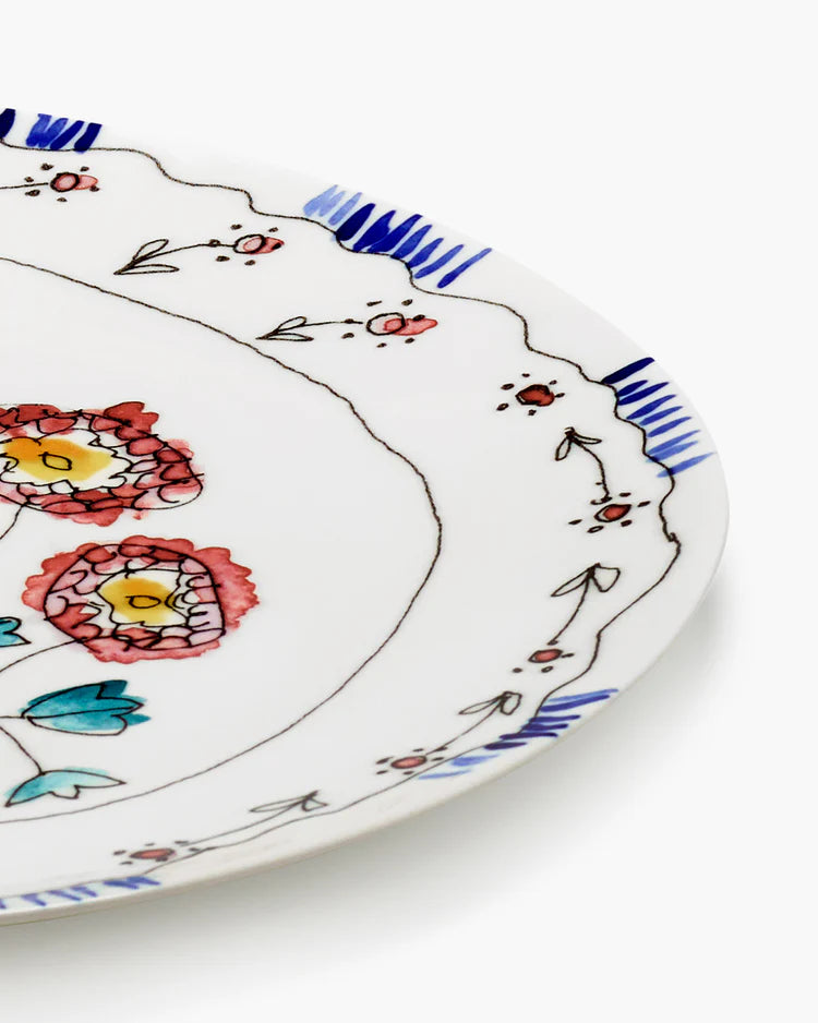 Serving Plate Anemone Milk Pattern from the Midnight Flowers Collection by Marni