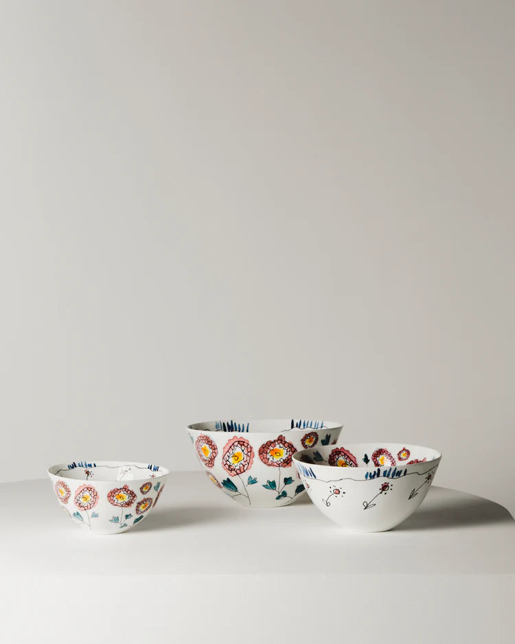 X Large Serving Bowl in Anemone Milk Pattern from the Midnight Flowers Collection by Marni (Copy)