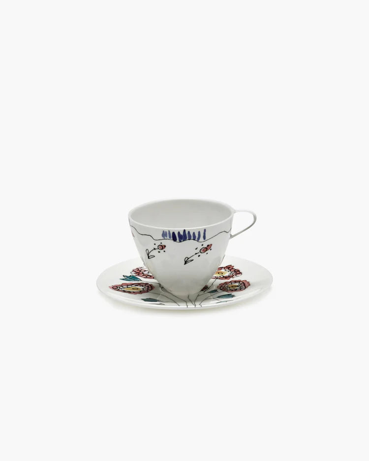 Espresso Cup and Saucer in Anemone Milk Pattern from the Midnight Flowers Collection by Marni (Copy)