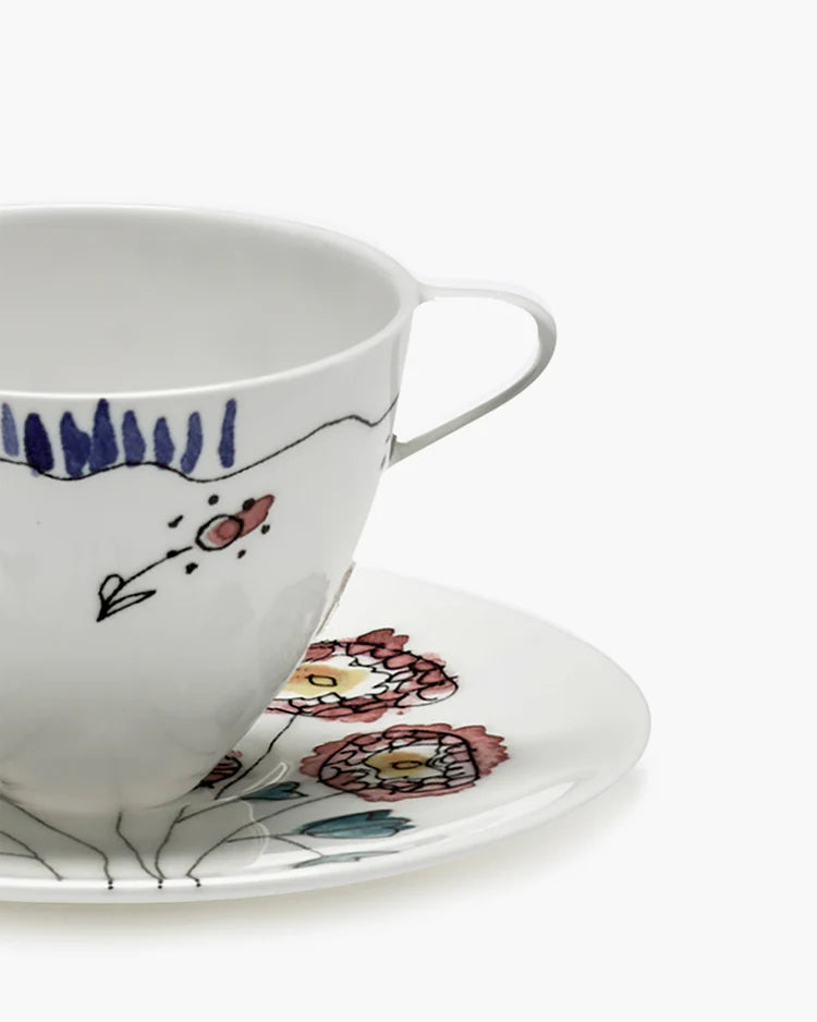 Espresso Cup and Saucer in Anemone Milk Pattern from the Midnight Flowers Collection by Marni (Copy)