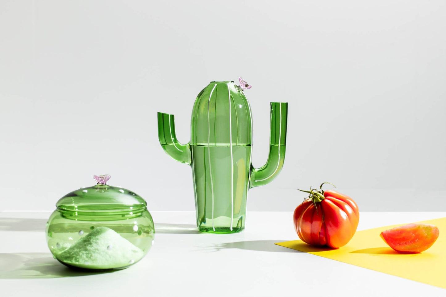 Ichendorf Glass Green Cactus Pink Flower Pitcher