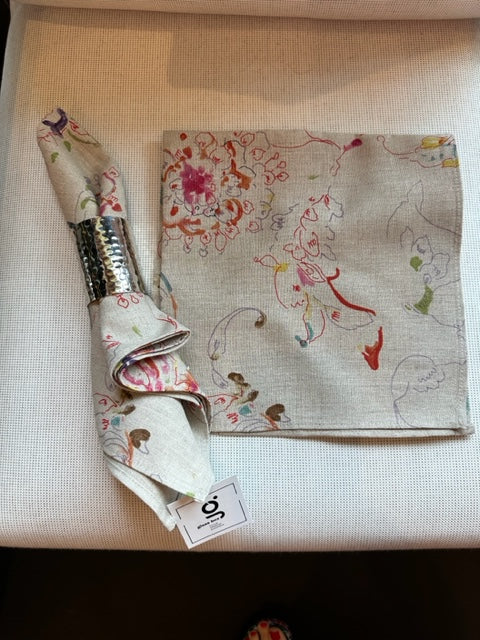 Printed Floral Design Linen Napkin