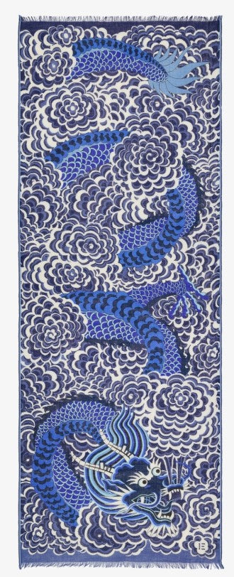 Inoui Editions Scarf 70cm Dragon Bleu