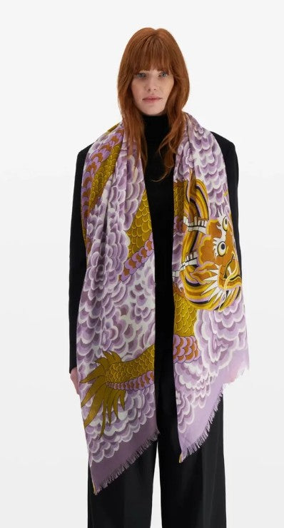 Inoui Editions Scarf Dragon YELLOW 70cm x 190cm