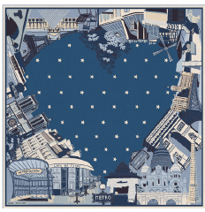 Inoui Editions Wool Square Scarf 130cm Paris Bleu