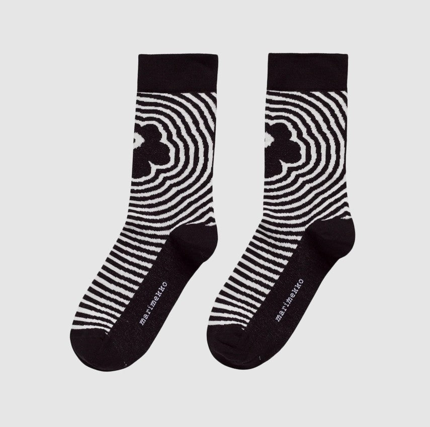 Marimekko Kasvaa Unikko Socks Black and White