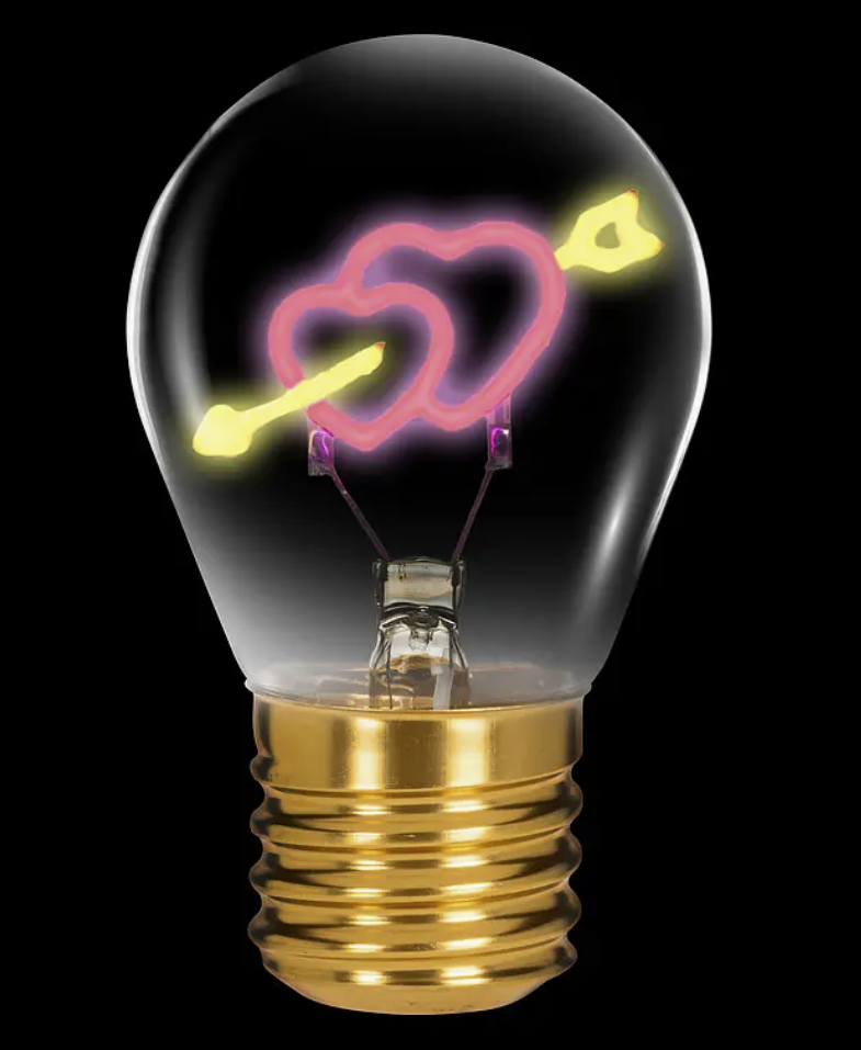 Hearts & Arrow Neon LED Lightbulb 4.5"H