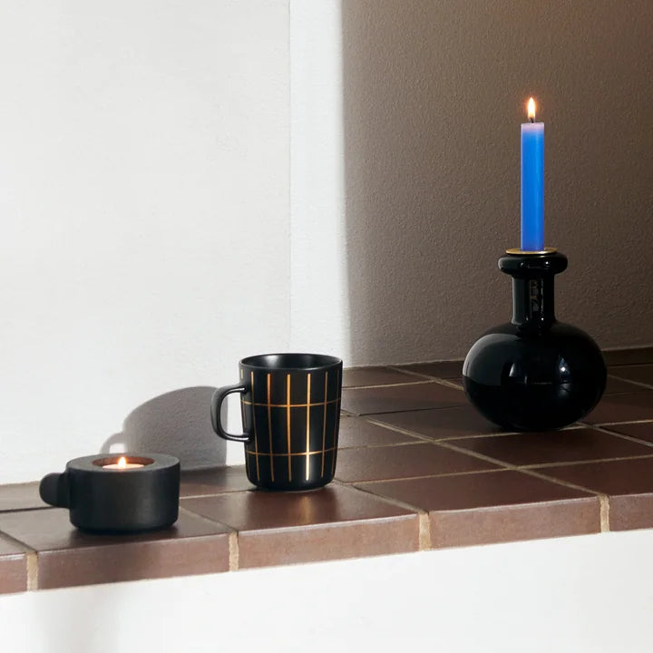 Marimekko Butticula Black Glass Candle Holder