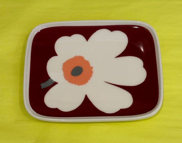 Marimekko Burgundy Unikko Breakfast Plate, Mug and Rectangular Small Plate sold separately